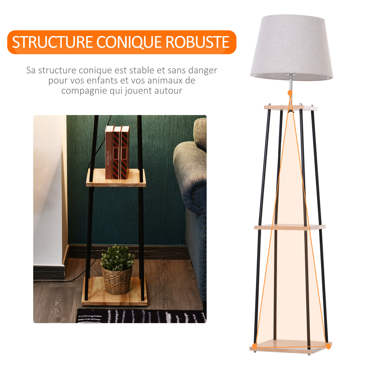 Lampadaire Design Contemporain — Bois & Lin