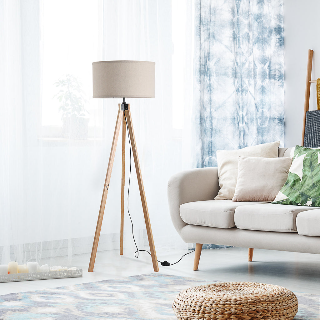 Lampadaire Trépied Scandinave — Bois & Lin