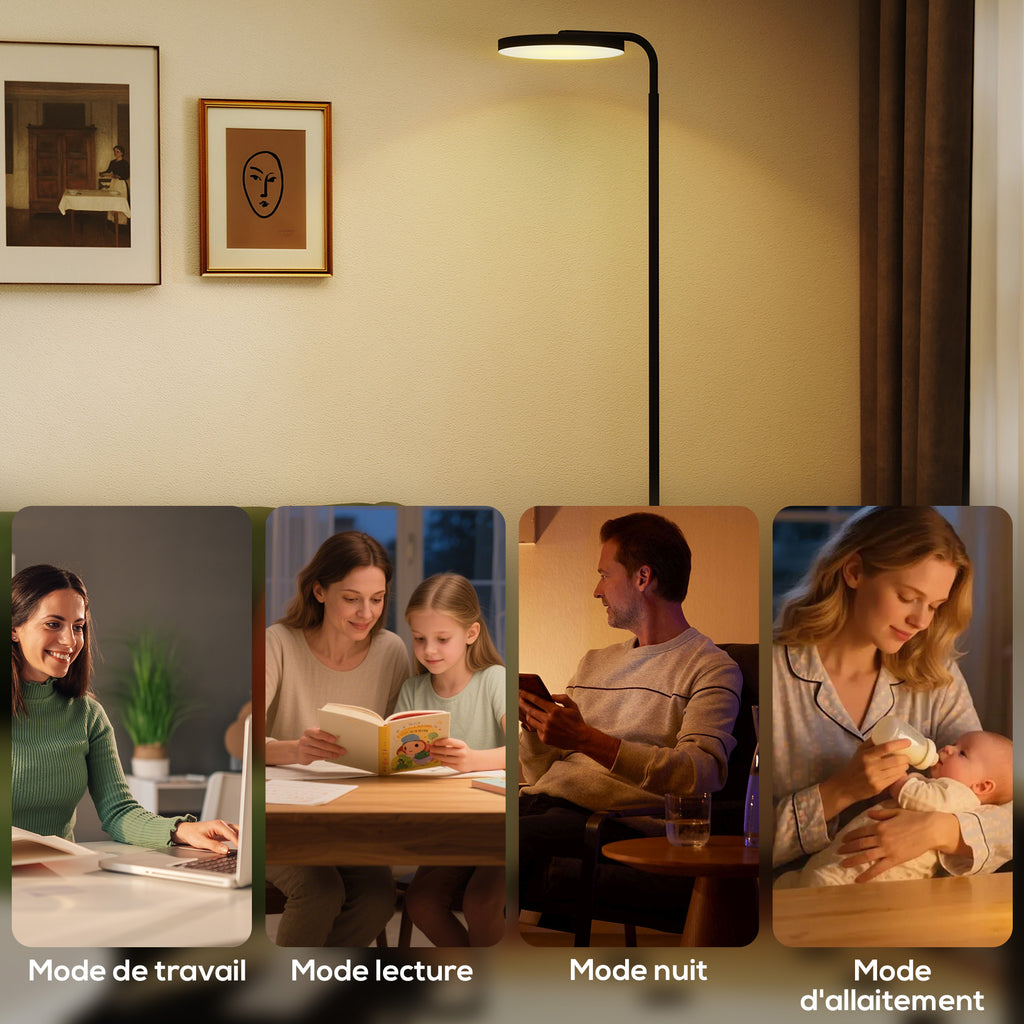 Lampadaire LED Orientable Dimmable — Noir