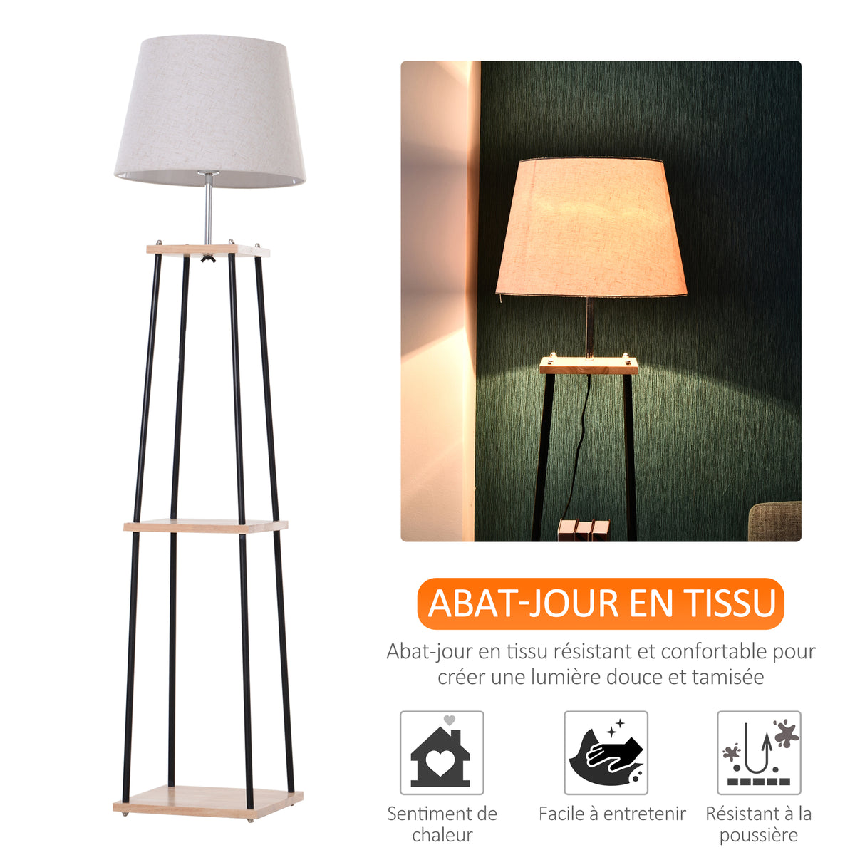 Lampadaire Design Contemporain — Bois & Lin