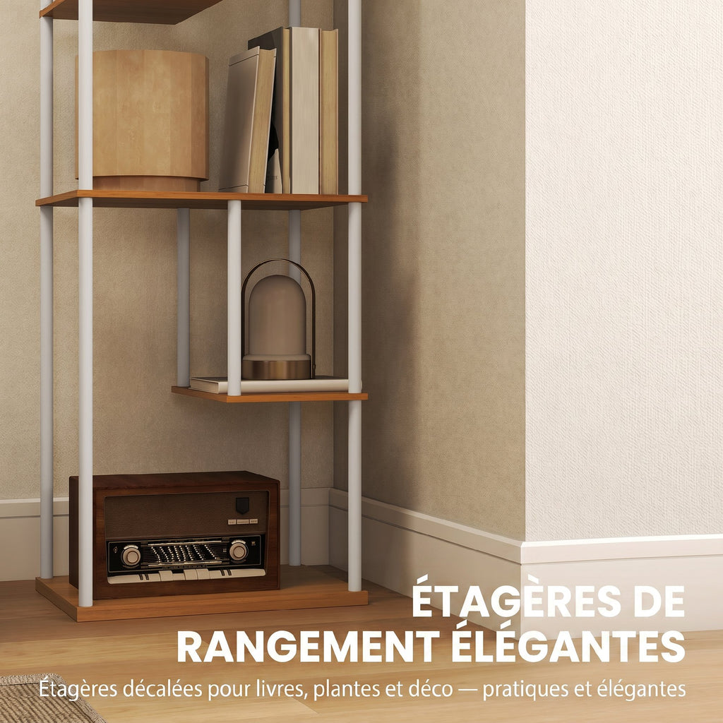 Lampadaire Liseuse à Étagères — Bois Naturel, Dimmable