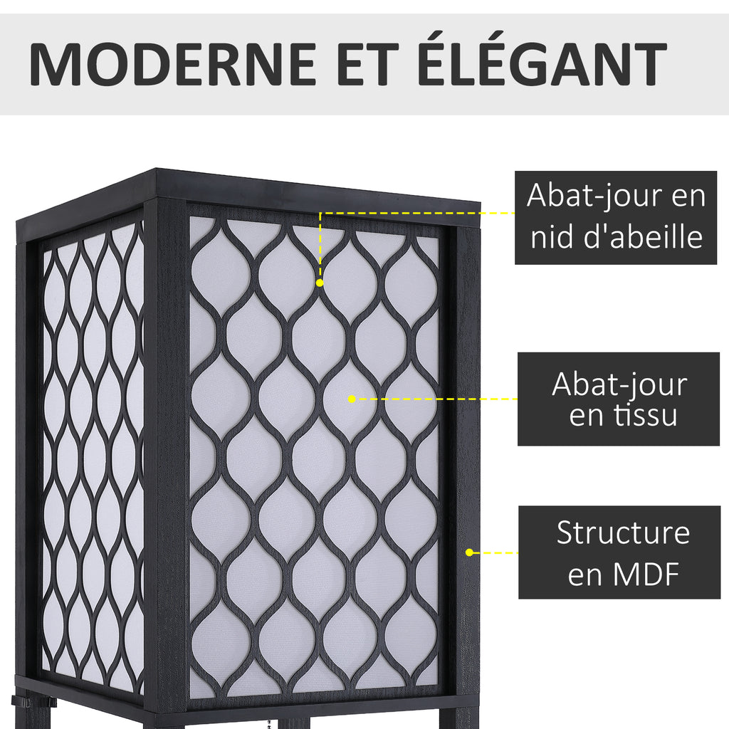 Lampadaire Colonne à Étagères Nid d'Abeille — Noir