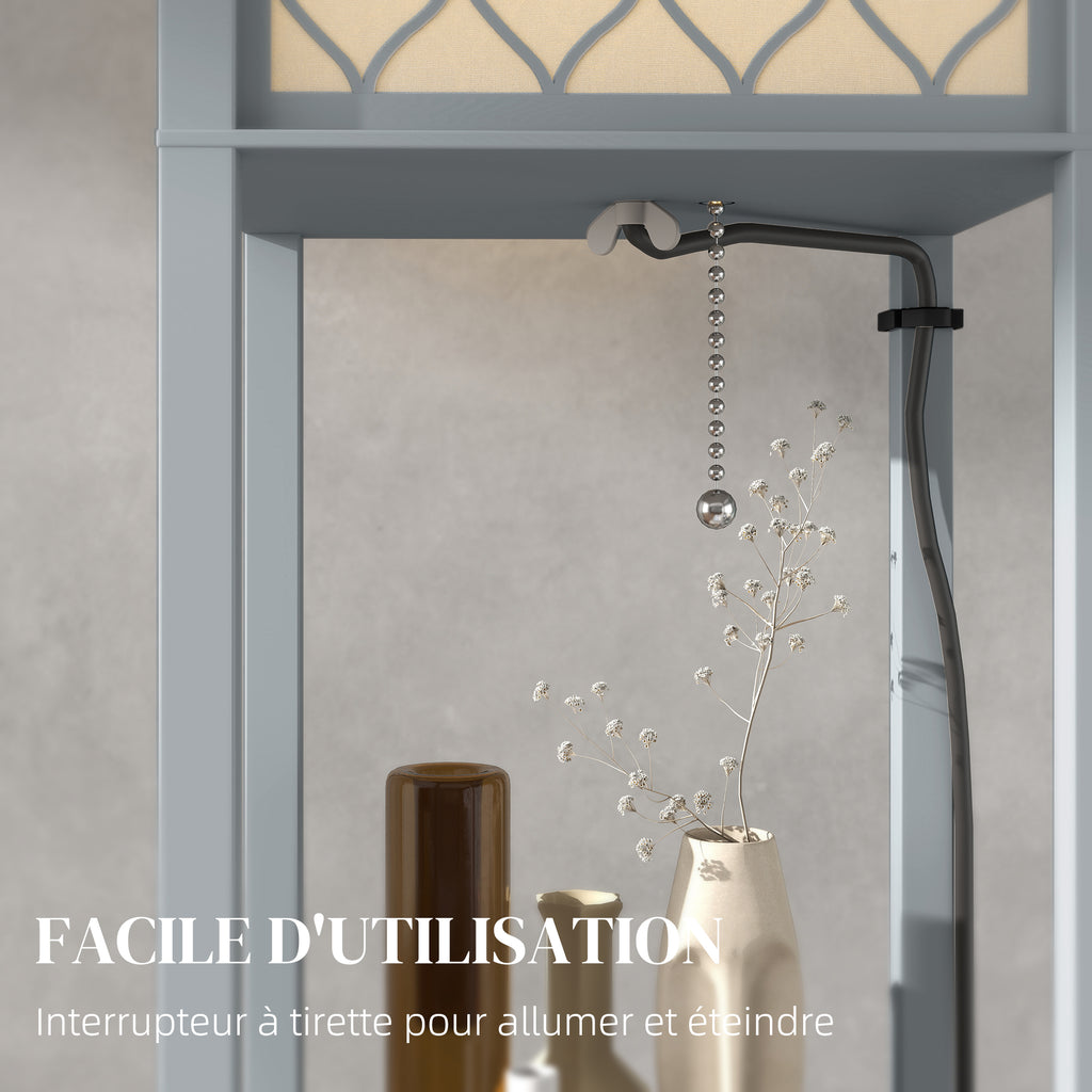 Lampadaire à Étagères 3 Niveaux — Gris & Blanc