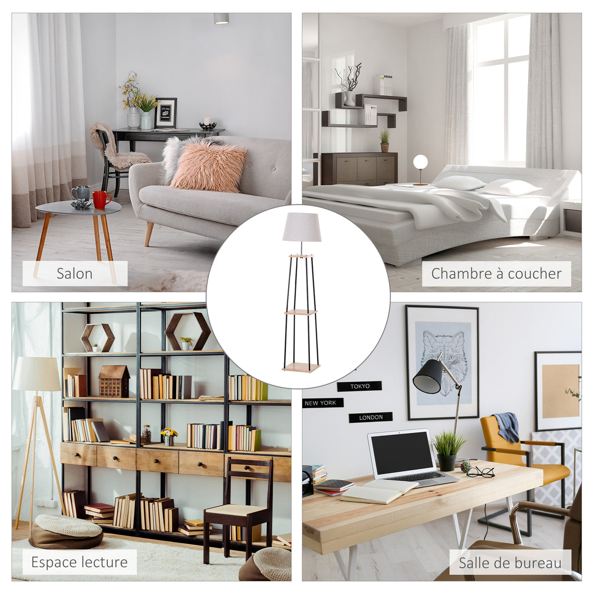 Lampadaire Design Contemporain — Bois & Lin