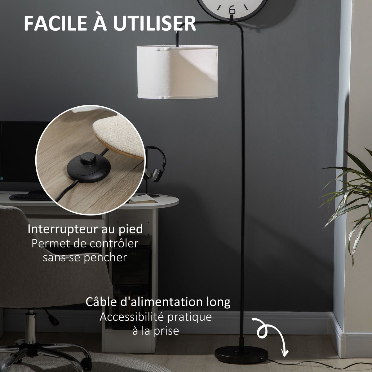 Lampadaire Métal Moderne — Noir