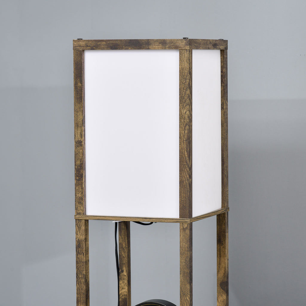 Lampadaire à Étagères — Blanc & Marron