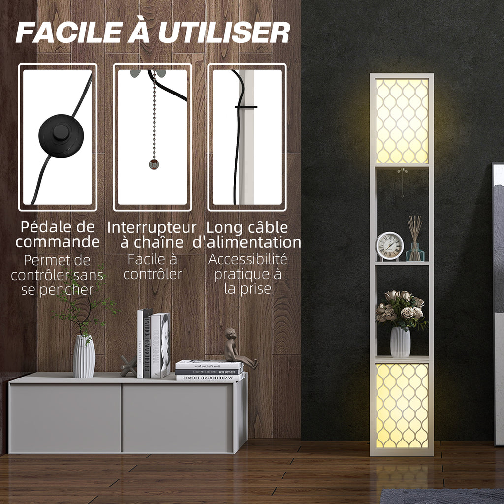 Lampadaire à Étagères Nid d'Abeille — Gris