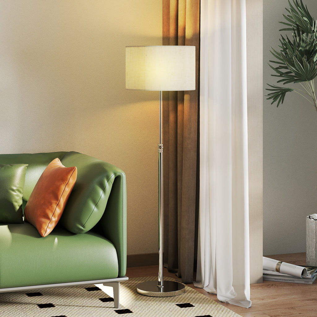 Lampadaire Liseuse Dimmable Abat-Jour Lin — Argent